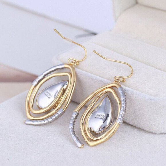 New Alexis Bittar Spiral Gold Crystal Earrings - Picture 3 of 8